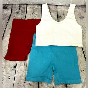 Colsie ribbed biker shorts and Forever 21 ribbed bra